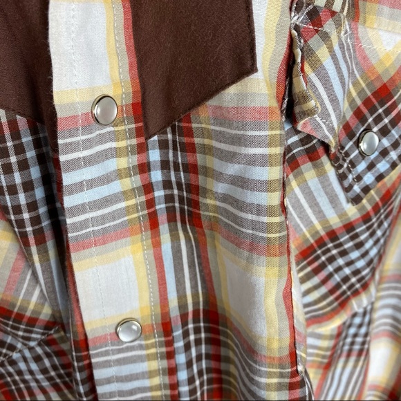 VINTAGE 70s ELY CATTLEMAN Western Pearl Snap Plaid Cowboy Shirt Mens Large - Picture 4 of 5